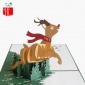 林中鹿3d立体贺卡 圣诞节新款卡片 **创意可爱对折镂空小卡片